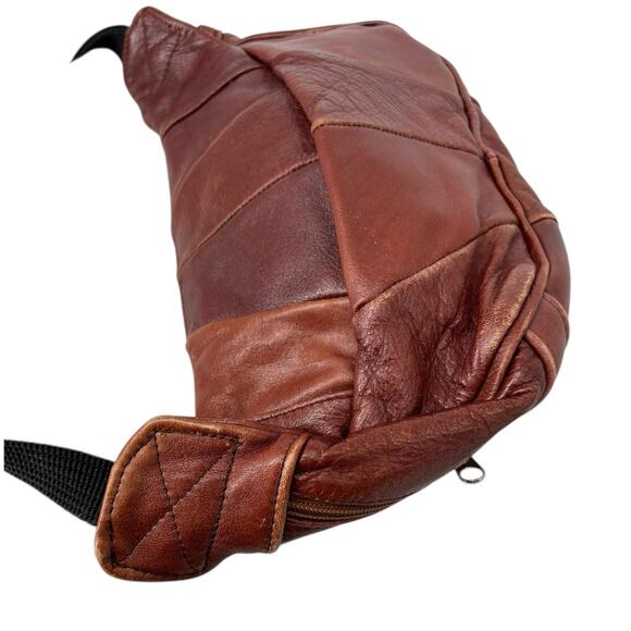 Vintage Leather Waist Pack Sling Brown Woodstock Travel Boho Hippie - Picture 13 of 16